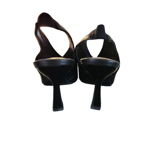 Alfani Ceal Black Slingback Peep-Toe Kitten Heel Shoes 10M - Picture 5 of 6